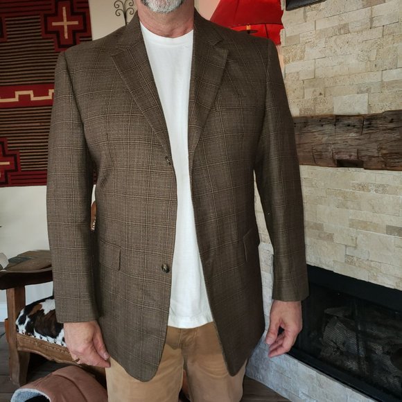 Jos. A. Bank Other - Jos a Bank Men's Sports Coat Blazer 46L Wool Plaid Brown